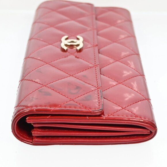 AUTHENTIC CHANEL Wallet Coco Mark Purse Patent Leather Red bsj358-121125 - Picture 5 of 16